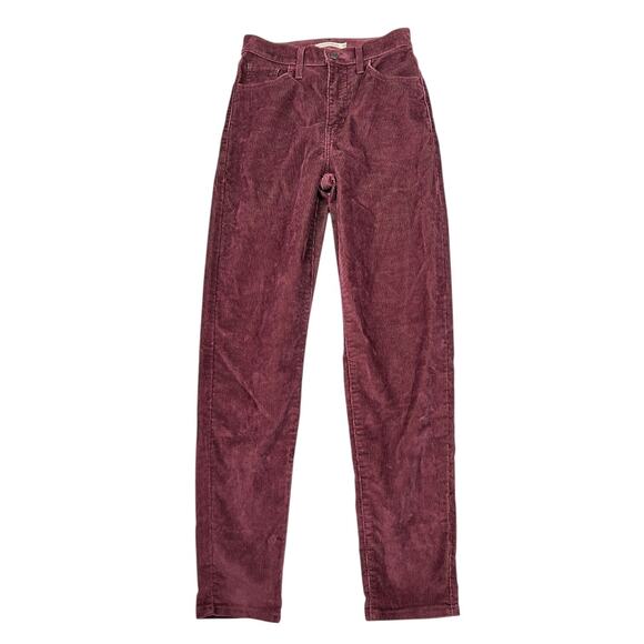 Levi’s High Waisted Corduroy Relaxed Tapered Mom Jeans Burgundy Brown Womens 25 - Picture 1 of 7